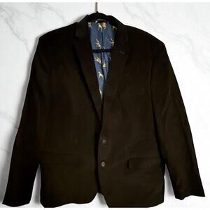 Lauren Ralph Lauren Black Blazer Corduroy Jacket Mens 46L Elbow Patch Dog Lined